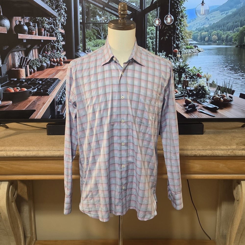 CALDER CARMEL Mens M Blue Pink Limited Edition 1/150 Long Sleeve Button Shirt